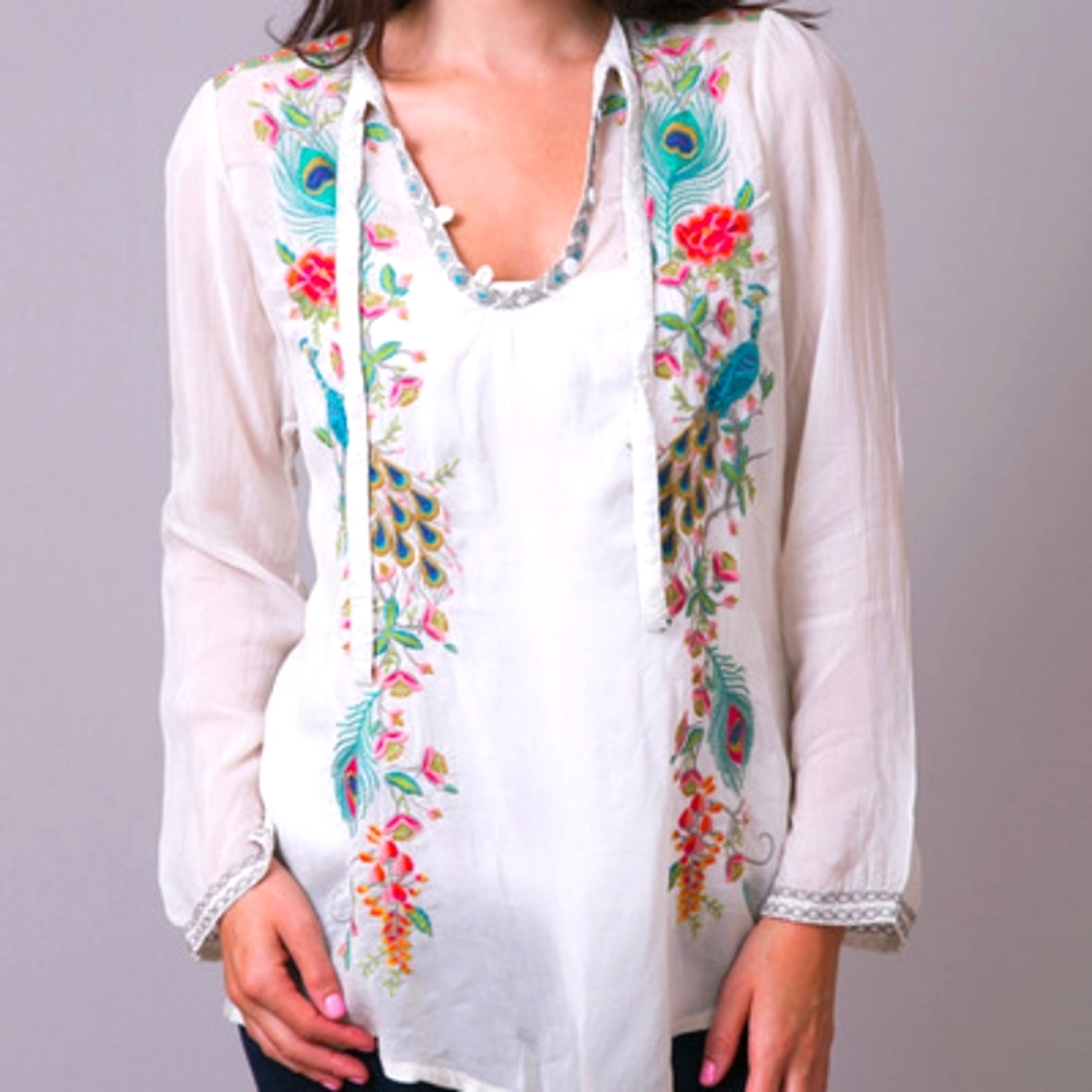 Johnny Was Peacock Blouse Size S